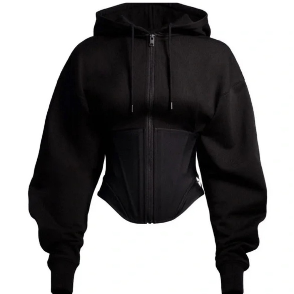 Mugler Black Zip-Up Women's Hoodie
